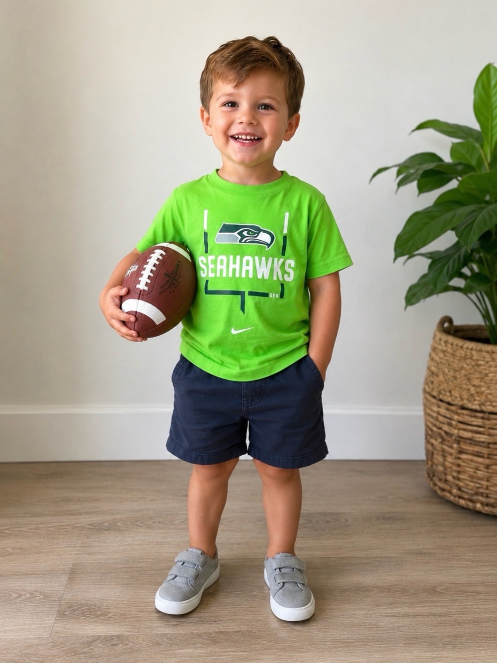 NIKE NFL SEATTLE SEAHAWKS Football Kid's Tee Shirt Size 3T 100% Cotton